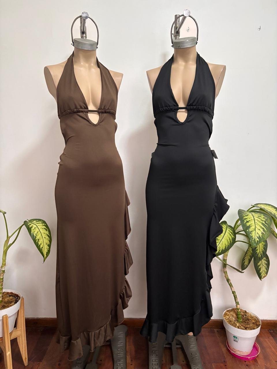 Vestido volado negro
