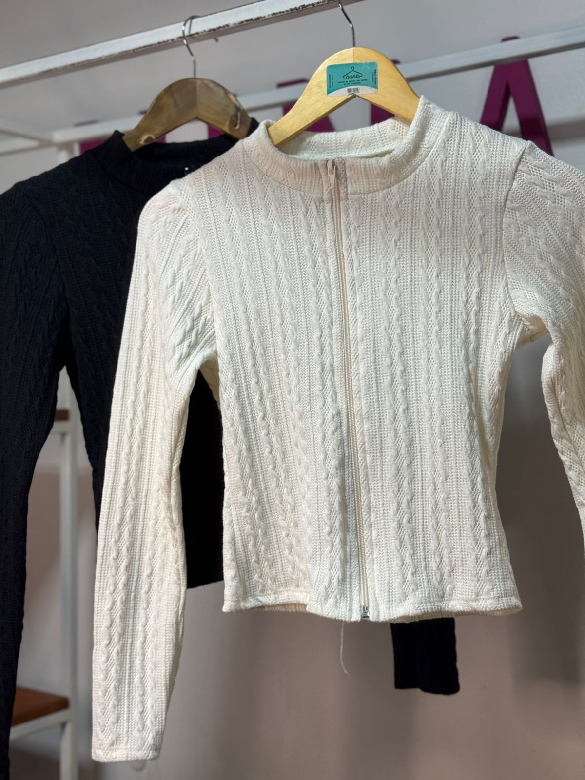 Saco Lanilla blanco con cierre cod 001-14