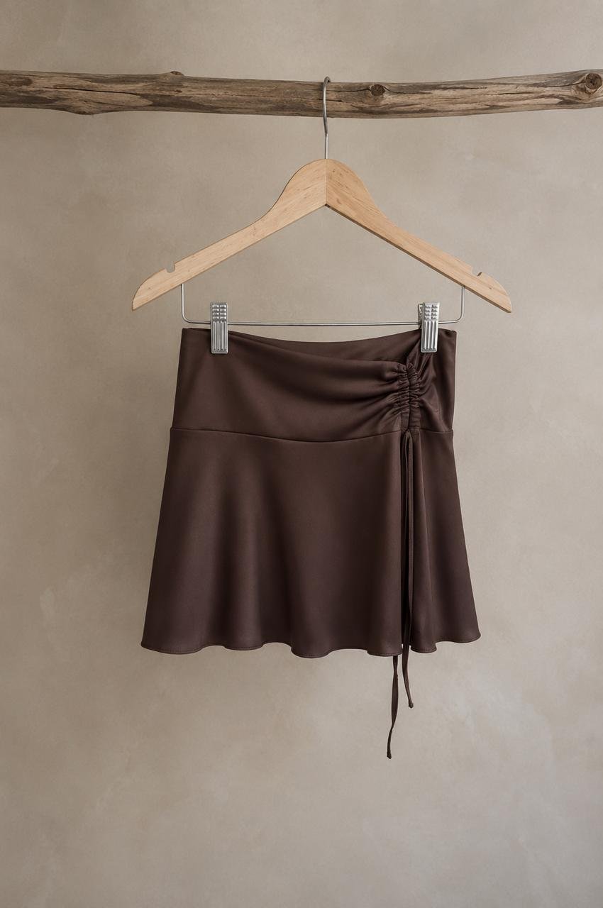 Falda Lycra Frunce Chocolate