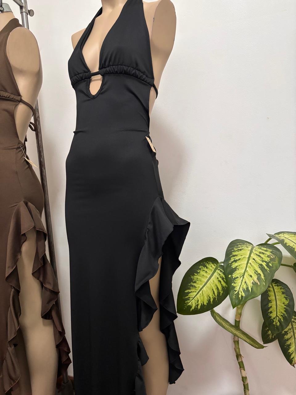 Vestido volado negro
