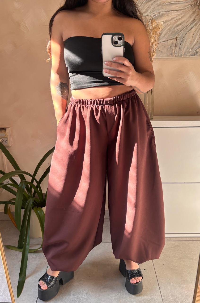 PANTALON BALLON BAGGY SASTRERO CHOCO
