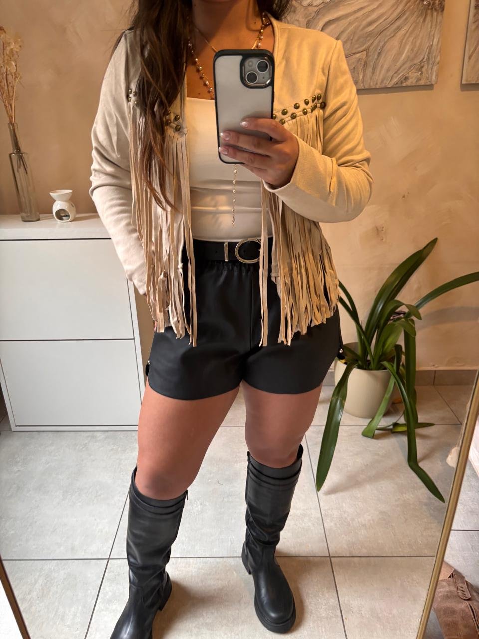 Chaqueta Gamuza Beige